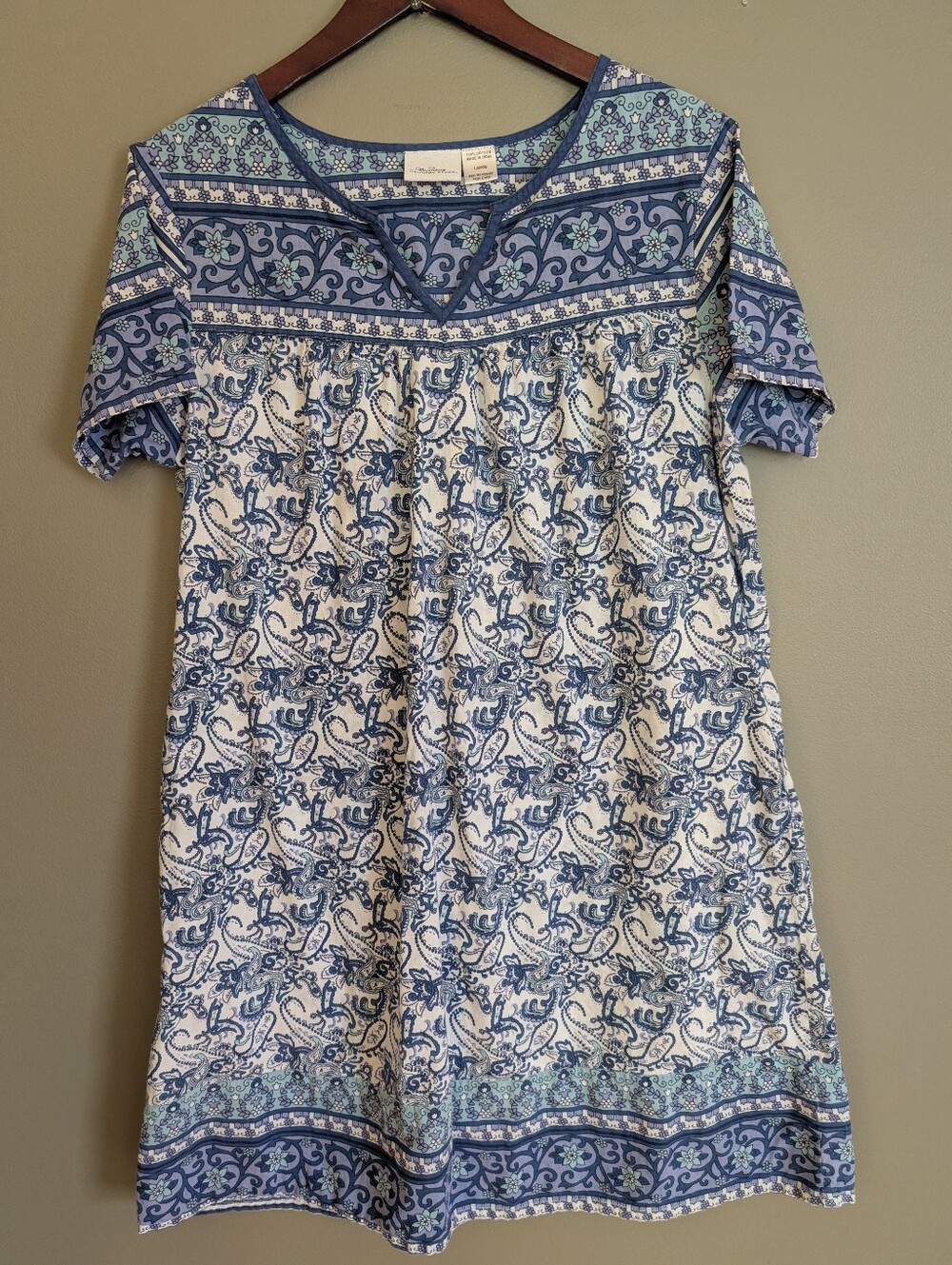 Vermont Country Store Caftan House Dress MuuMuu Size Large
